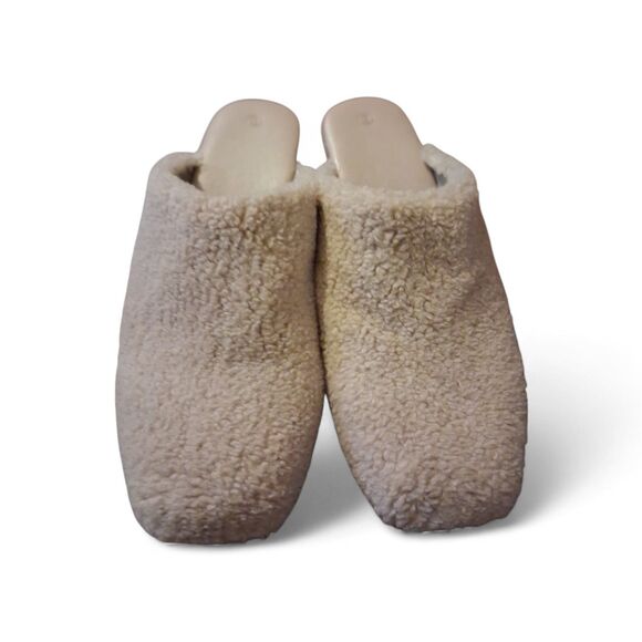 ZBY Clogs Size 9 Platform Fleece Beige Heels Winter Minimalist - Picture 1 of 10